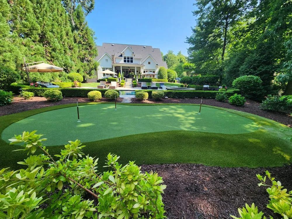 Backyard putting green at an estate home